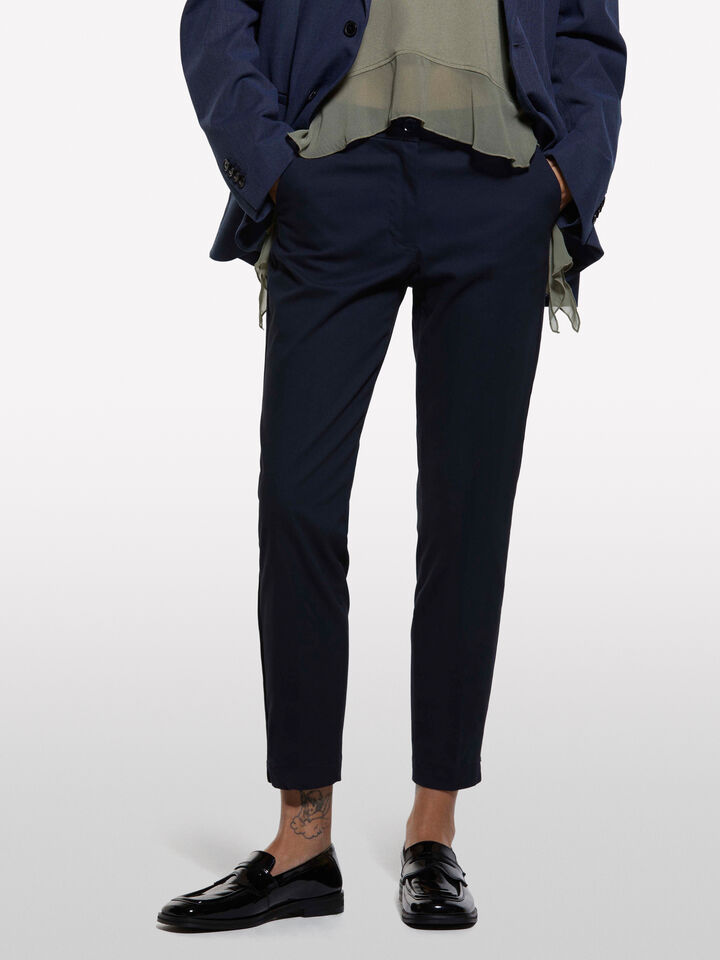 Chinos slim fit azul-escuro - calças chinos para mulher - Azul-Escuro | Sisley image number 3